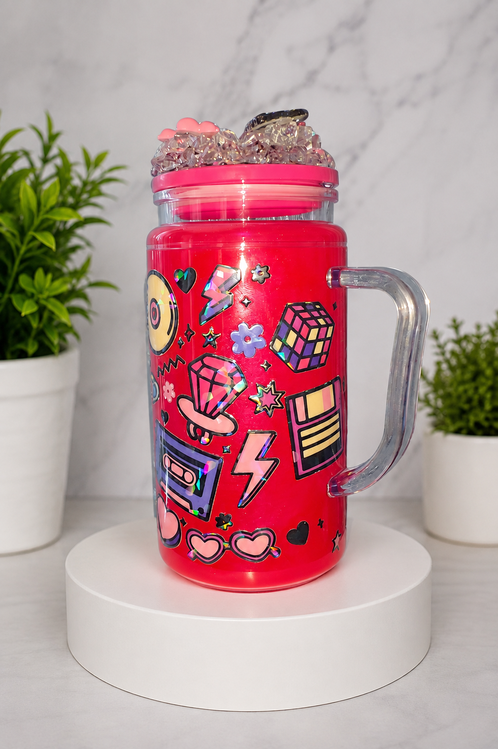 Personalised 16oz Snowglobe Tumbler with Handle
