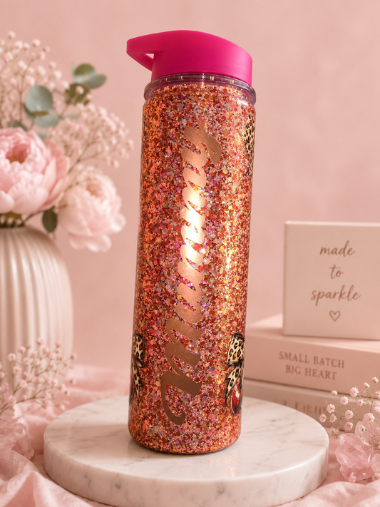 Personalised 17oz Snowglobe Water Bottle with Flip Lid