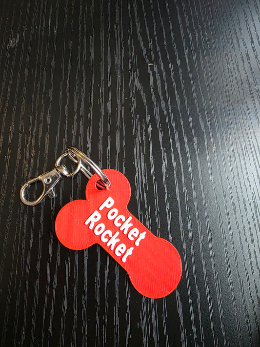 🚀🍆 Pocket Rocket Trolley Keyring